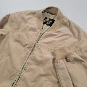 Vintage Sears Outerwear Bomber Jacket Mens L Tan Corduroy Full Zip Ribbed Trim